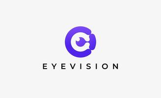 Logo Letter C and Eye Vision. modern and minimalist concept. Editable file. vector