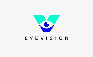 Logo alphabet V and Eye Vision. Digital, visual with modern and minimalist concept. Editable file. vector