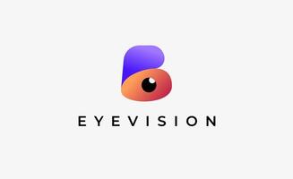 Logo Letter B and Eye Vision. Digital, visual modern and minimalist concept. Editable file. vector