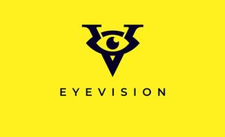 Logo alphabet V and Eye Vision. Digital, visual modern minimalist concept. Editable file. vector