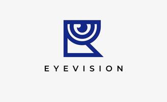 Logo Letter R and Eye Vision. Digital, visual with modern and minimalist concept. Editable file. vector