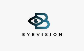Logo alphabet B and Eye Vision. Digital, visual modern minimalist concept. Editable file. vector
