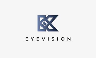 Logo Initial K and Eye Vision. Digital, visual with modern and minimalist concept. Editable file. vector