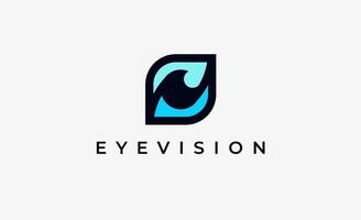 Logo Letter S and Eye Vision. Digital, visual modern and minimalist concept. Editable file. vector