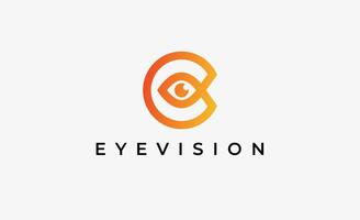 Logo Letter C and Eye Vision. Digital, visual modern and minimalist concept. vector