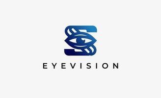 Logo alphabet S and Eye Vision. Digital, visual with modern and minimalist concept. Editable file. vector