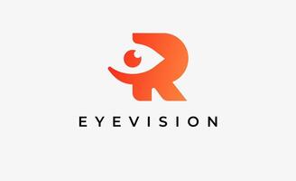 Logo alphabet R and Eye Vision. Digital, visual with modern and minimalist concept vector