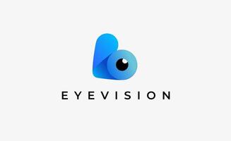Logo Initial B and Eye Vision. Digital, visual with modern and minimalist concept. Editable file. vector