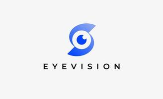 Logo Letter S and Eye Vision. Digital, visual with modern and minimalist concept. Editable file. vector