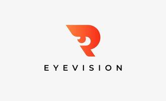 Logo alphabet R and Eye Vision. Digital, visual with modern and minimalist concept. Editable file. vector
