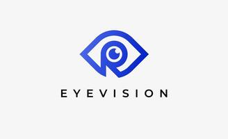 Logo Letter R and Eye Vision. Digital, visual modern and minimalist concept. Editable file. vector