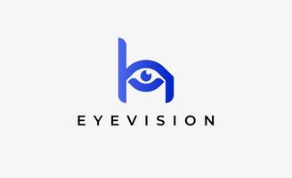 Logo alphabet H and Eye Vision. Digital, visual with modern and minimalist concept. Editable file. vector
