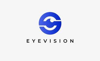 Logo Initial S and Eye Vision. Digital, visual with modern and minimalist concept vector
