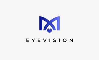 Logo Letter M and Eye Vision. Digital, visual with modern and minimalist concept. Editable file. vector