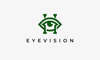 Logo alphabet H and Eye Vision. Digital, visual modern minimalist concept. Editable file. vector