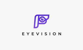 Logo alphabet F and Eye Vision. Digital, visual modern minimalist concept. Editable file. vector