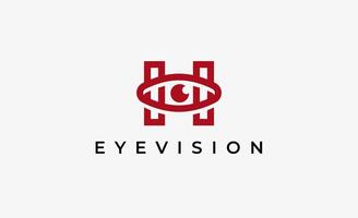 Logo Letter H and Eye Vision. Digital, visual with modern and minimalist concept. Editable file. vector