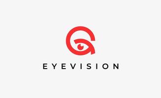 Logo Letter G and Eye Vision. Digital, visual with modern and minimalist concept. Editable file. vector