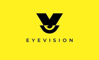 Logo Letter V and Eye Vision. Digital, visual with modern concept. Editable file. vector