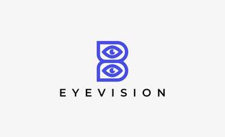 Logo Initial B and Eye Vision. Digital, visual with modern and minimalist concept vector