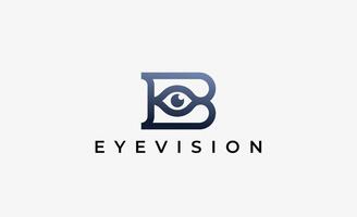 Logo alphabet B and Eye Vision. Digital, visual with modern and minimalist concept vector