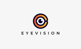 Logo alphabet C and Eye Vision. Digital, visual modern minimalist concept. Editable file. vector
