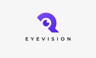 Logo alphabet R and Eye Vision. Digital, visual modern minimalist concept. Editable file. vector