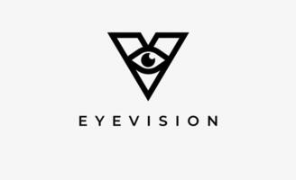 Logo Initial V and Eye Vision. Digital, visual with modern and minimalist concept vector