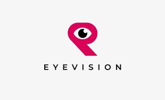 Logo Letter R and Eye Vision. Digital, visual with modern concept. Editable file. vector