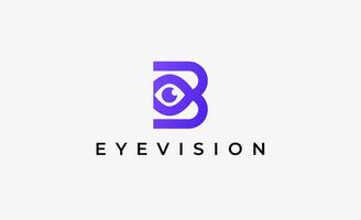 Logo Letter B and Eyeball. Look, Digital, Vision with modern and minimalist concept. Editable file. vector