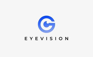 Logo Letter G and Eyeball. Digital, visual with modern and minimalist concept. Editable file. vector