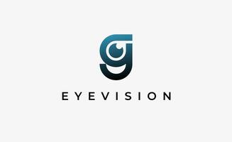 Logo alphabet G and Eye Vision. Digital, visual with modern and minimalist concept. Editable file. vector