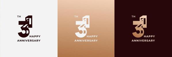 Anniversary design template 31th, 31 years anniversary, design template for celebration, birthday and invitation. Editable file vector