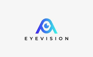 Logo Letter A and Eye Vision. Digital, visual with modern and minimalist concept. Editable file. vector