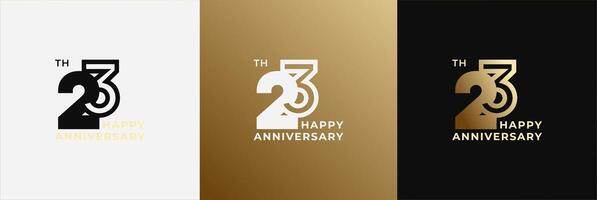 Anniversary design template 23th, 23 years anniversary, design template for celebration, birthday and invitation. Editable file vector