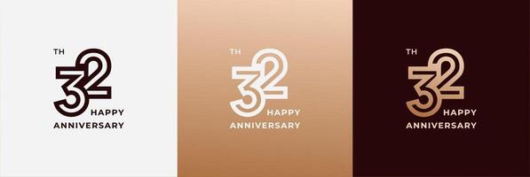 Anniversary design template 32th, 32 years anniversary, Creative design template for celebration, birthday and invitation. Editable file vector