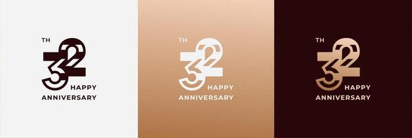 Anniversary design template 32th, 32 years anniversary, Creative template for celebration, birthday and invitation. Editable file vector