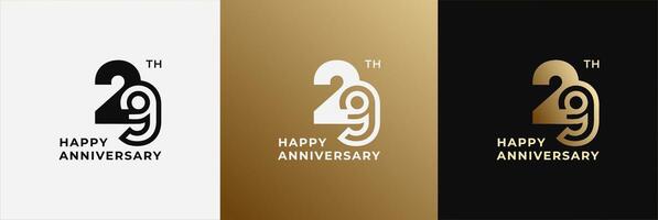 Anniversary design template 29th, 29 years anniversary, design template for celebration, birthday and invitation. Editable file vector