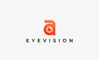 Logo alphabet A and Eye Vision. Digital, visual modern minimalist concept. Editable file. vector