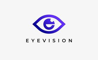 Logo Initial E and Eye Vision. Digital, visual with modern and minimalist concept. Editable file. vector