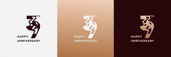 Anniversary design template 39th, 39 years anniversary, Creative design template for celebration, birthday and invitation. Editable file vector