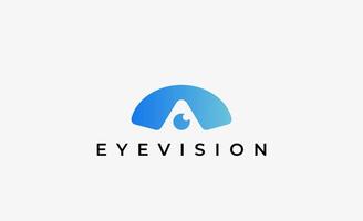 Logo alphabet A and Eye Vision. Digital, visual with modern and minimalist concept. Editable file. vector