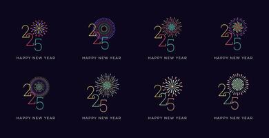 design Happy New Year 2025 with fireworks colorful concept. trendy new year 2025 design template. vector