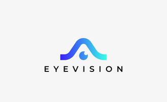 Logo Letter A and Eye Vision. Digital, visual modern and minimalist concept. Editable file. vector
