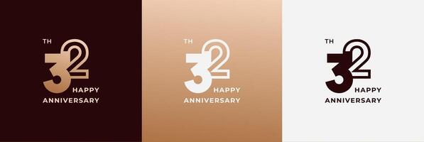 Anniversary design template 32th, 32 years anniversary, design template for celebration, birthday and invitation. Editable file vector