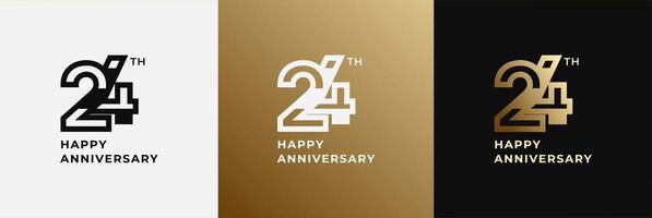 Anniversary design template 24th, 24 years anniversary, Creative template for celebration, birthday and invitation. Editable file vector