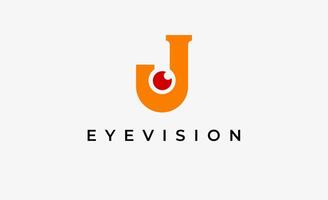 Logo Initial J and Eye Vision. Digital, visual with modern and minimalist concept. Editable file. vector