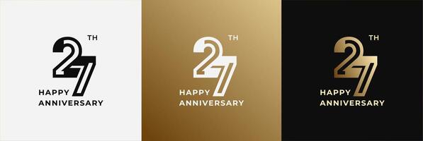 Anniversary design template 27th, 27 years anniversary, Creative design for celebration, birthday and invitation. Editable file vector