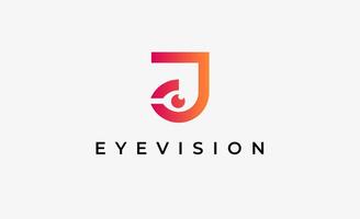 Logo Initial J and Eye Vision. Digital, visual with modern and minimalist concept vector