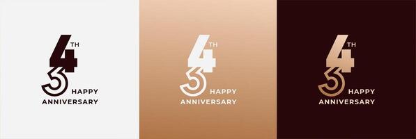 Anniversary design template 34th, 34 years anniversary, Creative design template for celebration, birthday and invitation. Editable file vector